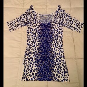 Womens Cache Blue leopard print top